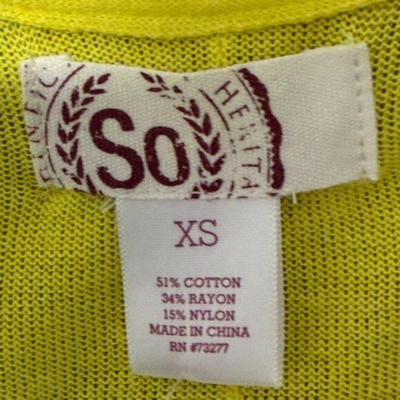SO Cardigan Button-Up Sweater - Size XS - Yellow - Picture 3 of 7